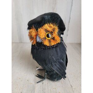 Pier 1 black glitter witch owl Halloween home decor prop unique